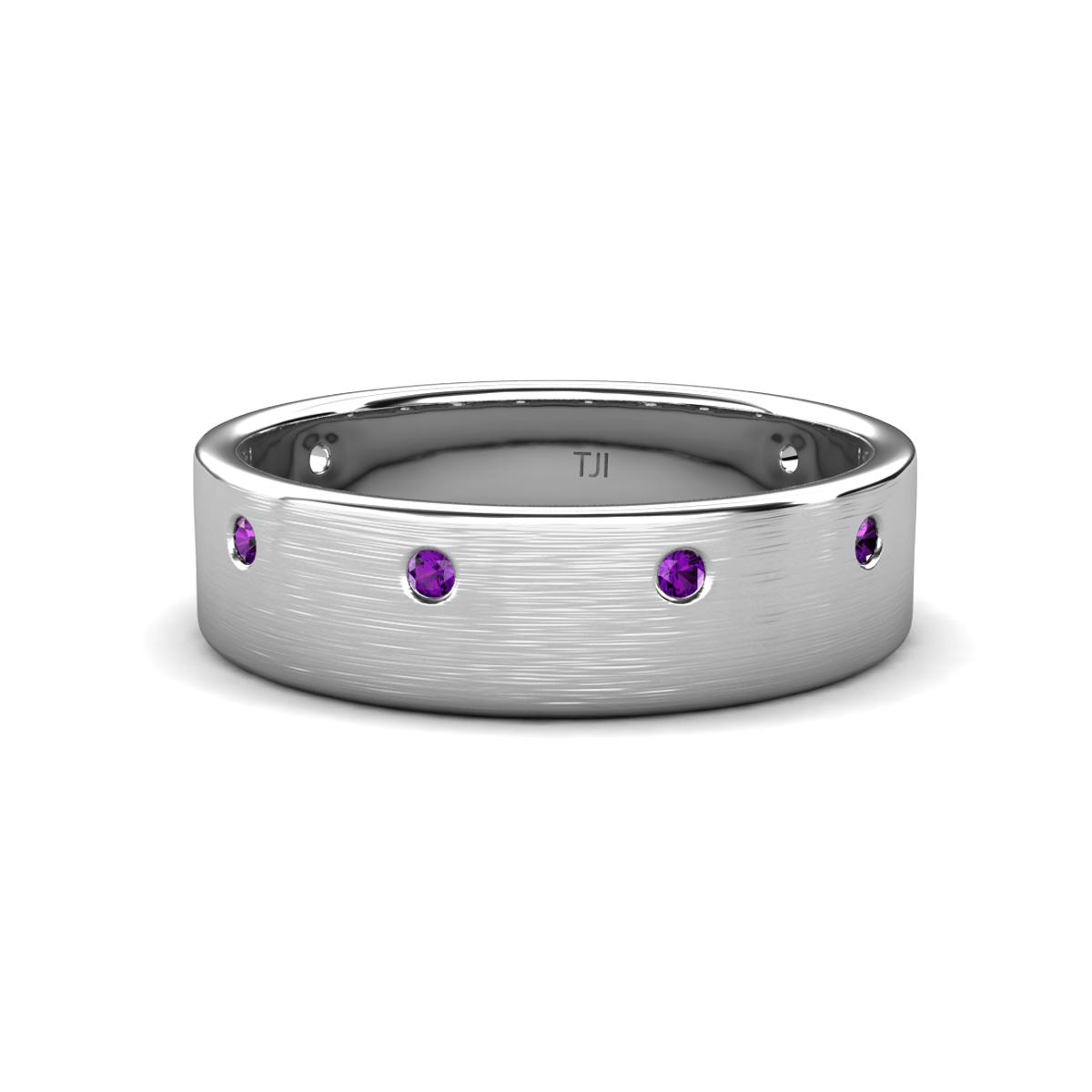 Orion Round Amethyst Brushed Satin Finish Men Wedding Band (8 mm) 