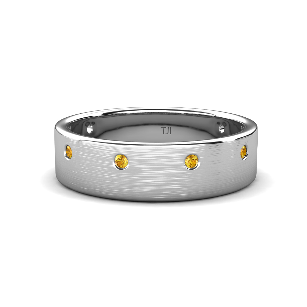 Orion Round Citrine Brushed Satin Finish Men Wedding Band (8 mm) 