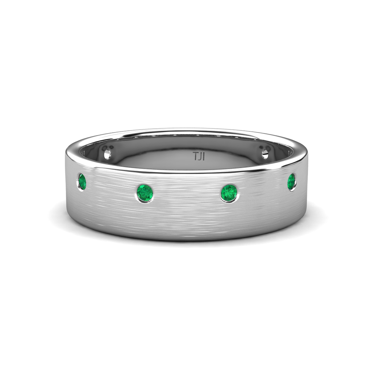 Orion Round Emerald Brushed Satin Finish Men Wedding Band (8 mm) 