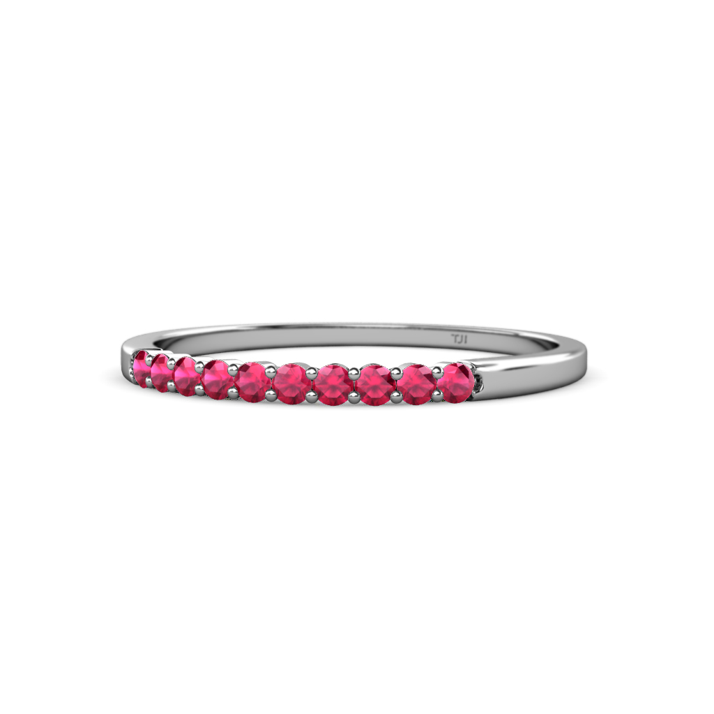 TriJewels Ruby 10 Stone Womens Wedding Band Stackable 0.26 ctw 14K Gold JP:1199 - Picture 2 of 4