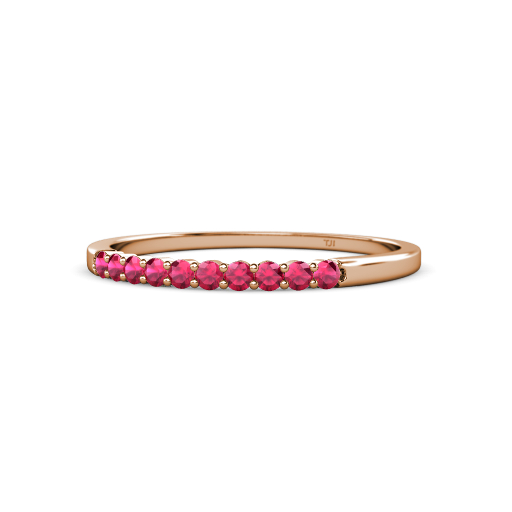 TriJewels Ruby 10 Stone Womens Wedding Band Stackable 0.26 ctw 14K Gold JP:1199 - Picture 4 of 4