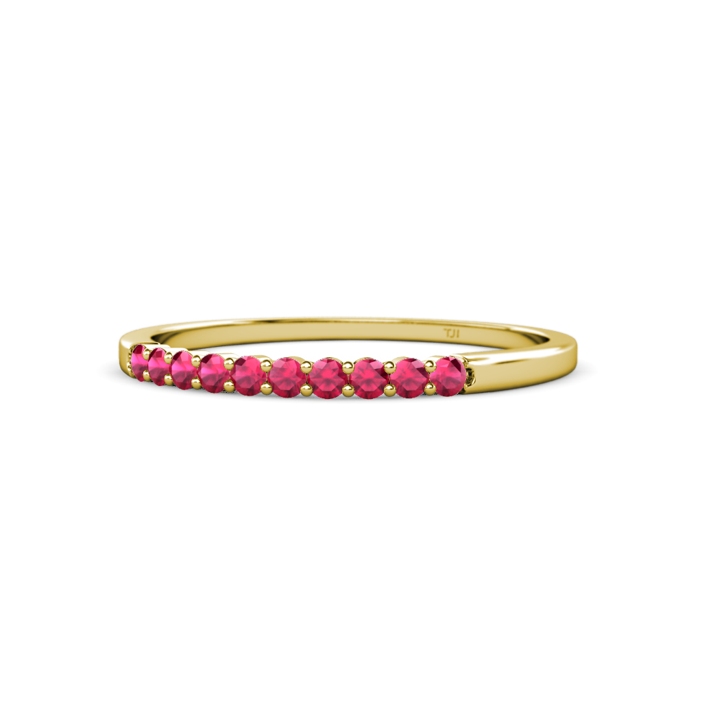 TriJewels Ruby 10 Stone Womens Wedding Band Stackable 0.26 ctw 14K Gold JP:1199 - Picture 3 of 4