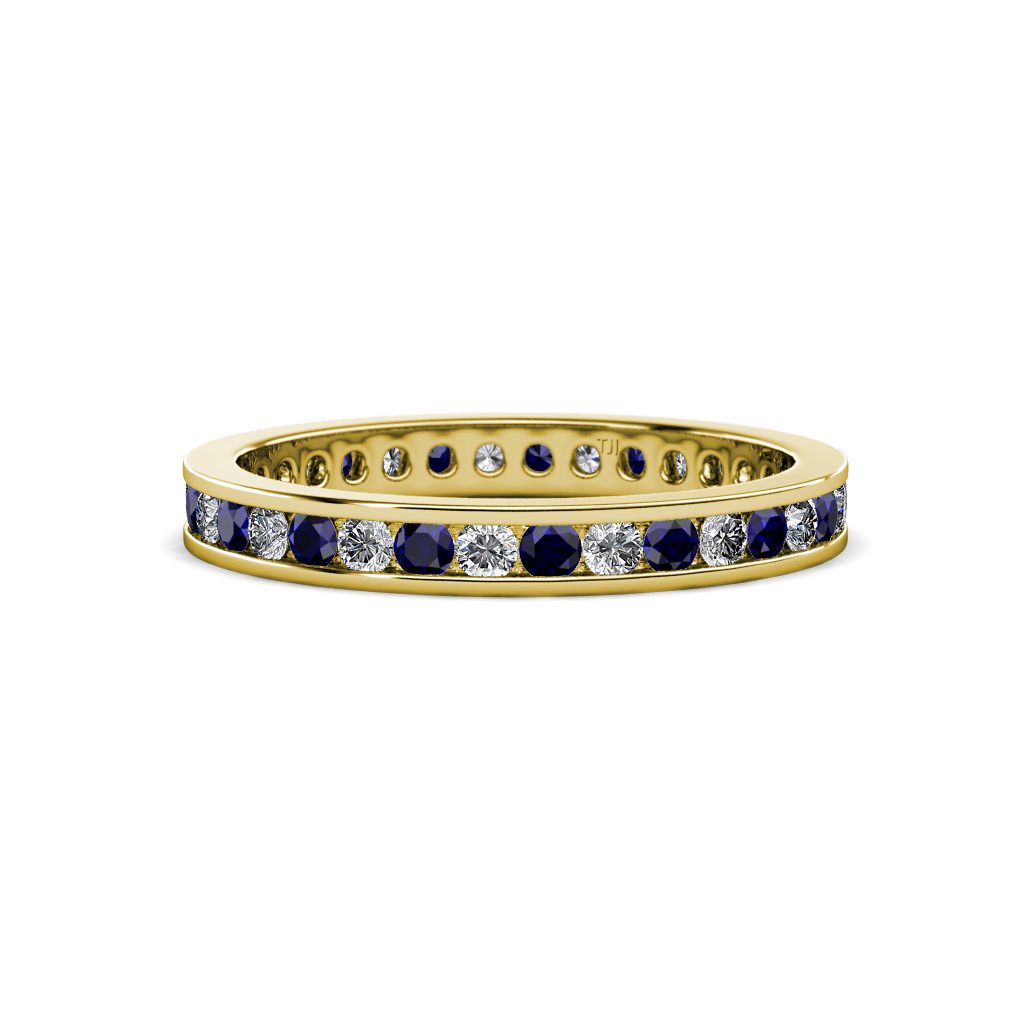 Blue Sapphire and Diamond Eternity Ring Stackable 0.92 ctw* 14K Gold JP