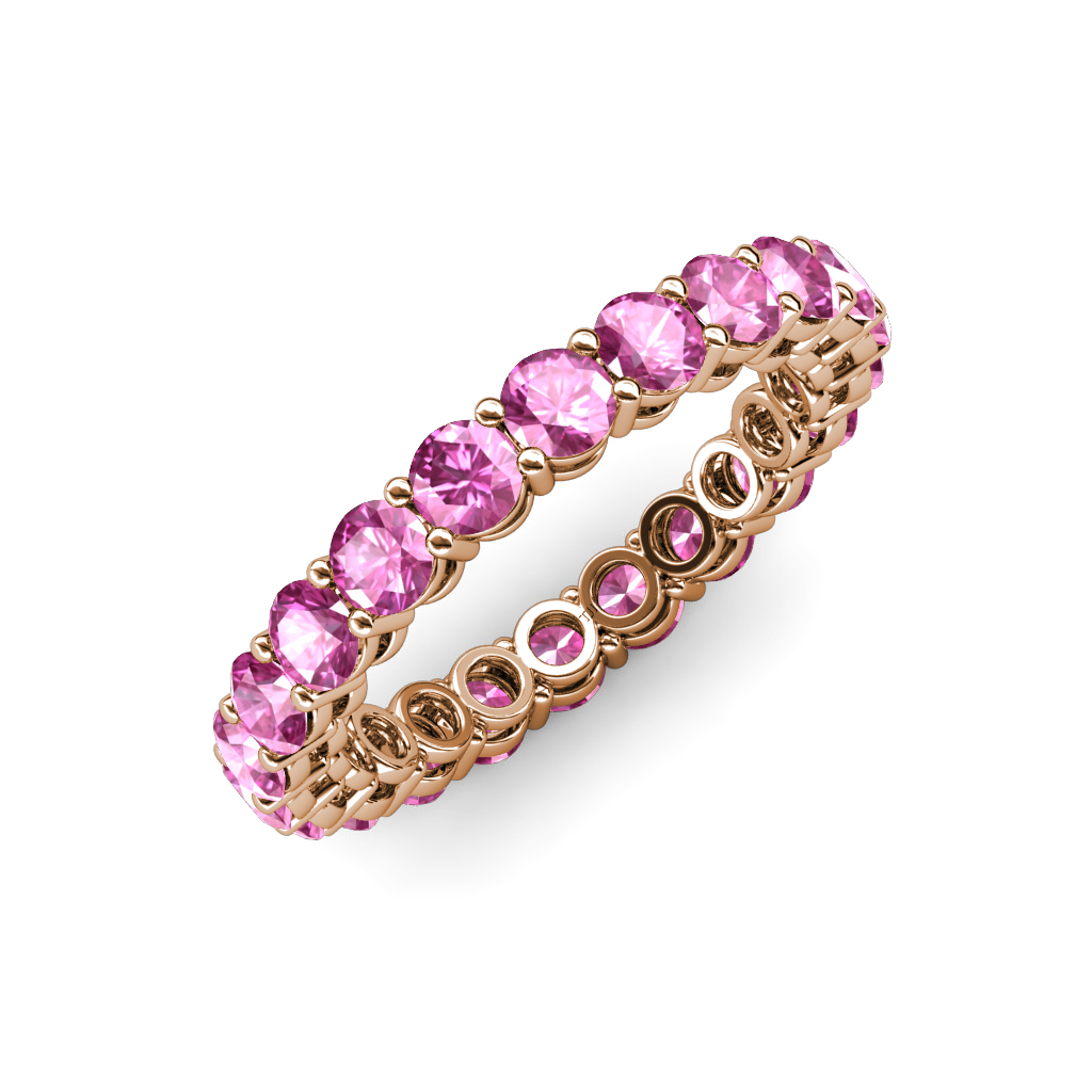 Pink Sapphire Womens Eternity Ring Stackable 2.31 ctw* 14K Gold JP ...