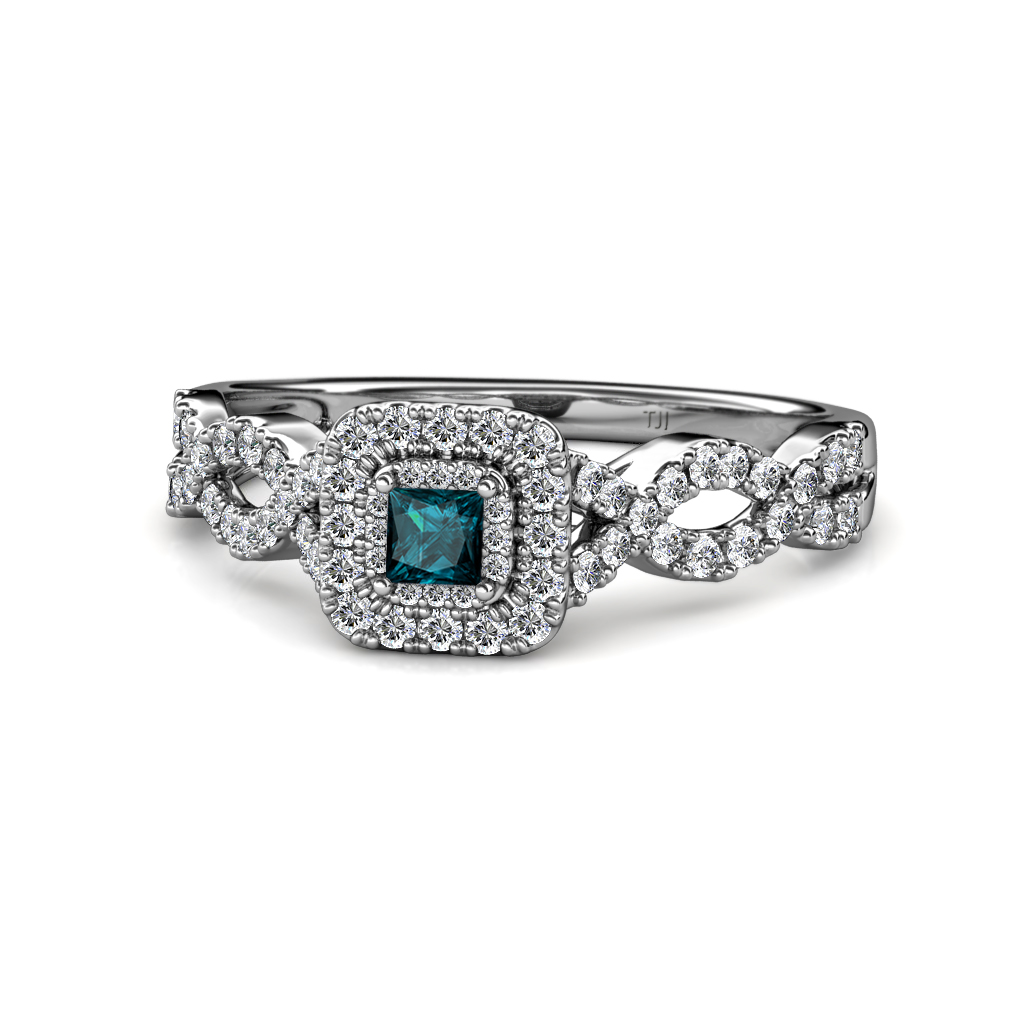 Princess London Blue Topaz & Diamond Engagement Ring 0.72 ctw 14K Gold JP:156778